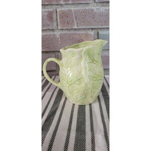 Vintage HCM Ceramic Glazed Green Cabbage Lettuce Leaf Creamer